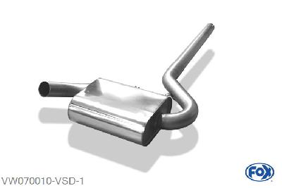 VW070010-VSD, VW Corrado G60 1.8l 118kW, Voordemper O63,5mm inkl. Verbindingsbuis zum Kat 63,5mm Buisdiameter Geheel RVS, Absortie demper, mooie diepe sound, Met E-keur