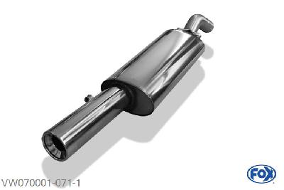 VW070001-071, VW Corrado G60 1.8l 118kW, Einddemper O63,5 - 1x90mm  Type 13 63,5mm Buisdiameter Geheel RVS, Absortie demper, mooie diepe sound, Met E-keur