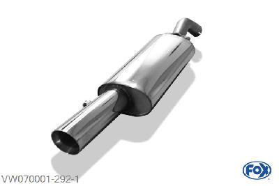 VW070001-292, VW Corrado G60 1.8l 118kW, Einddemper O63,5 - 1x90mm  Type 25 63,5mm Buisdiameter Geheel RVS, Absortie demper, mooie diepe sound, Met E-keur
