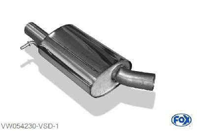 VW054230-VSD, VW Golf V R32 3.2l 184kW, Voordemper 63,5mm Buisdiameter Geheel RVS, Absortie demper, mooie diepe sound, Met E-keur