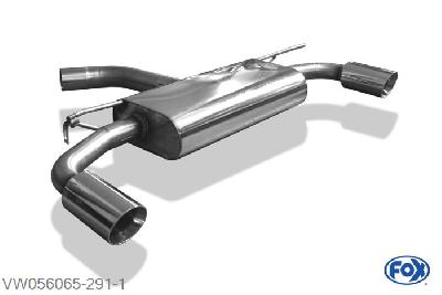 VW056065-291, VW Golf VII - 2,0l GTI 2.0l 162/169kW, Einddemper rechts/links - 1x90mm  Type 25 rechts/links 70mm Buisdiameter Geheel RVS, Absortie demper, mooie diepe sound, Met E-keur