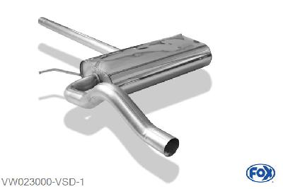 VW023000-VSD, VW Passat 3B/ 3BG 1.6l 74/75kW 1.8l 85/92/110kW 1.9l TD 66/74/81/85/96kW, Voordemper 55mm Buisdiameter Geheel RVS, Absortie demper, mooie diepe sound, Zonder goedkeuring