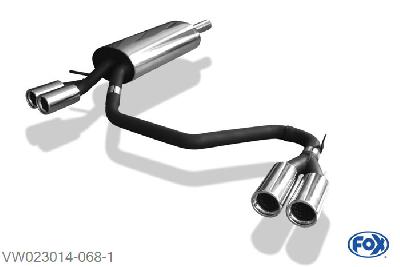 VW023014-068, VW Passat 3B/ 3BG 1.6l 74/75kW 1.8l 85/92/110kW 1.9l TD 66/74/81/85/96kW, Einddemper met uitgang rechts/links - 2x76mm  Type 13 rechts/links 55mm Buisdiameter Geheel RVS, Absortie demper, mooie diepe sound, Met E-keur