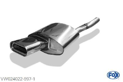 VW024022-597, VW Passat 3C/ 3C CC 1.8l 118kW 2.0l 147kW 2.0l TDI 125kW, Einddemper O63,5mm - 160x80mm  Type 53 63,5mm Buisdiameter Geheel RVS, Absortie demper, mooie diepe sound, Met E-keur