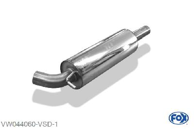 VW044060-VSD, VW Polo 6R - WRC 2.0l 162kW, Voordemper 63,5mm 63,5mm Buisdiameter Geheel RVS, Absortie demper, mooie diepe sound, Met E-keur