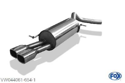 VW044061-654, VW Polo 6R - WRC 2.0l 162kW, Einddemper 63,5mm - 2x88x79mm  Type 70 63,5mm Buisdiameter Geheel RVS, Absortie demper, mooie diepe sound, Met E-keur