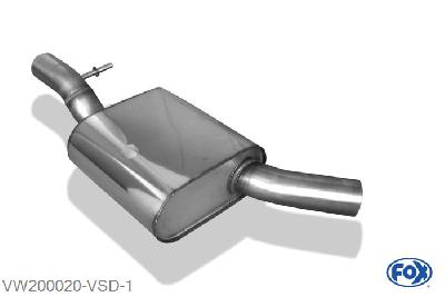 VW200020-VSD, VW Tiguan 5N - 4motion 1.4l TSI 110/118kW 2.0l TFSI 125/132/147/155kW, Voordemper voor VW200025-xxx 63,5mm Buisdiameter Geheel RVS, Met E-keur