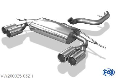 VW200025-052, VW Tiguan 5N - 4motion 1.4l TSI 90/110kW 2.0l TFSI 125/147/155kW, Einddemper met uitgang rechts/links - 2x90mm  Type 12 rechts/links 63,5mm Buisdiameter Geheel RVS, Absortie demper, mooie diepe sound, Met E-keur