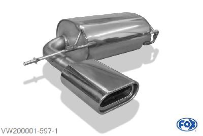 VW200001-597, VW Tiguan 5N - 4motion 2.0l TDI 81/103/125kW, Einddemper met eindstuk 160x80mm  Type 53 63,5mm Buisdiameter Geheel RVS, Absortie demper, mooie diepe sound, Met E-keur