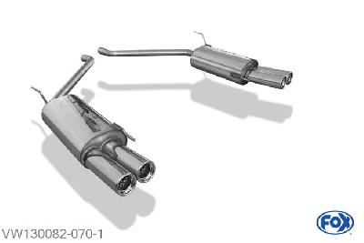 VW130082-070, VW Bus T4 1.9l 49kW 2.0l 62kW 2.5l 81/85kW 2.8l 103/150kW 1.9l D/TD 44/50kW 2.4l D 55/57kW 2.5l TDI 65/75/111kW, Einddemper rechts/links - 2x80mm  Type 13 rechts/links 2x50mm Buisdiameter Geheel RVS, Absortie demper, mooie diepe sound, Met E-keur