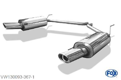 VW130093-367, VW Bus T4 1.9l 49kW 2.0l 62kW 2.5l 81/85kW 2.8l 103/150kW 1.9l D/TD 44/50kW 2.4l D 55/57kW 2.5l TDI 65/75/111kW, Einddemper rechts/links enkele buis - 115x85mm  Type 33 rechts/links 2x50mm Buisdiameter Geheel RVS, Absortie demper, mooie diepe sound, Met E-keur