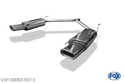 VW130093-597, VW Bus T4 1.9l 49kW 2.0l 62kW 2.5l 81/85kW 2.8l 103/150kW 1.9l D/TD 44/50kW 2.4l D 55/57kW 2.5l TDI 65/75/111kW, Einddemper rechts/links enkele buis - 160x80mm  Type 53 rechts/links 2x50mm Buisdiameter Geheel RVS, Absortie demper, mooie diepe sound, Met E-keur