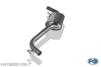 VW130020-VSD, VW Bus T4 Syncro 2.5l 81/85kW 2.4l D 57kW 2.5l TDI 75kW, Voordemper 50mm Buisdiameter Geheel RVS, Absortie demper, mooie diepe sound, Met E-keur