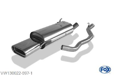 VW130022-597, VW Bus T4 Syncro 2.5l 81/85kW 2.4l D 57kW 2.5l TDI 75kW, Einddemper inkl. Verbindingsbuis met Halter - 160x80mm  Type 53 50mm Buisdiameter Geheel RVS, Absortie demper, mooie diepe sound, Met E-keur