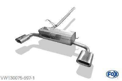 VW130075-597, VW Bus T4 Syncro 2.5l 81/85kW 2.4l D 57kW 2.5l TDI 75kW, Einddemper met uitgang rechts/links inkl. Verbindingsbuis met Halter - 160x80mm  Type 53 rechts/links 50mm Buisdiameter Geheel RVS, Absortie demper, mooie diepe sound, Met E-keur