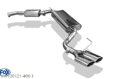 VW130121-466, VW T4 - 2,5l TDI 2.5l TDI 65/75/111kW, Sidepipe bestehend aus End- und Voordemper met uitgang an der Fahrerseite - 2x106x71mm  Type 38 60mm Buisdiameter Geheel RVS, Met E-keur