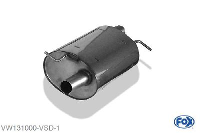 VW131000-VSD, VW Bus T5/T6 4MOTION 2.0l 85/110/150kW 3.2l 170/173kW 1.9l TDI 62/63/75/77kW 2.0l TDI 62/75/103/132 2.5l TDI 96/120/128kW, Voordemper 60mm Buisdiameter Geheel RVS, Absortie demper, mooie diepe sound, Met E-keur