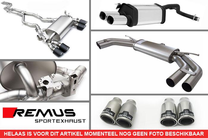 0046 70CS, BMW M3 F80 Sedan, Year 2014- , 3.0l 317 kW (S55B30), Remus Tail pipe set L/R consisting of 4 Carbon tail pipes round 102 mm angled, Titanium internals, with adjustable spherical clamp connection